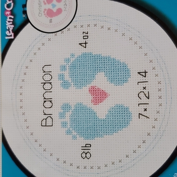 Dimensions Baby Footprints 6 in Crossstitch KIT New directions for boy … - Picture 6 of 6